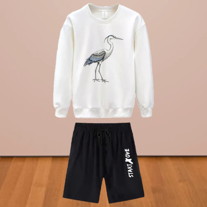 Men's sets Autumn Quick drying Herons Print printed Graphic T-shirts Suit luxury men's clothing winter clothes man Long sleeve