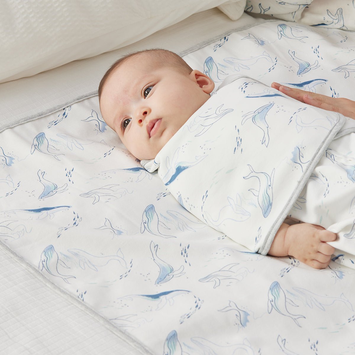 Swimming Whale Waterproof Baby White Changing Mat