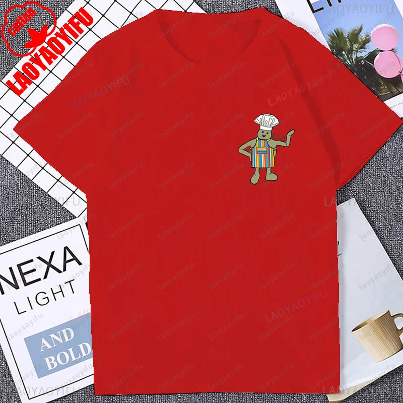 Cute Funny Tiny Chef Meme Graphic Printed Women T-Shirt Casual Fashion Loose Harajuku Man Streetwear Breathe Comfort Tshirt