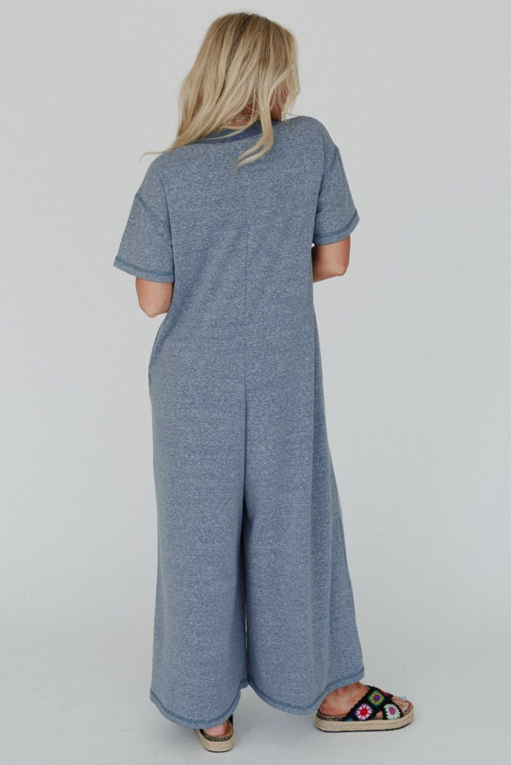 Jet Stream Patchwork Pocket Short Sleeve Jumpsuit