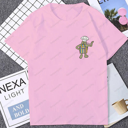 Cute Funny Tiny Chef Meme Graphic Printed Women T-Shirt Casual Fashion Loose Harajuku Man Streetwear Breathe Comfort Tshirt