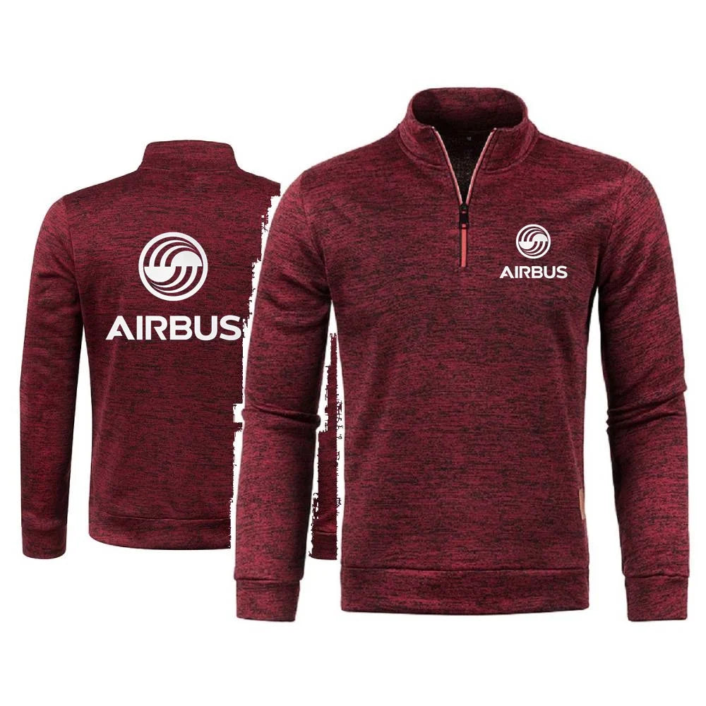 Men 2Pcs Sets Hoodies Pants Sweatshirts Half Zipper Soft Fleece Turtleneck Sweater AIRBUS AVIATION Flight Airbusfan A320
