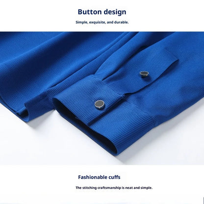 Personalized Seamless High Stretch Men's Polo Shirt Customized Long Sleeved Solid Color No Ironing High-end Vertical T-shirt