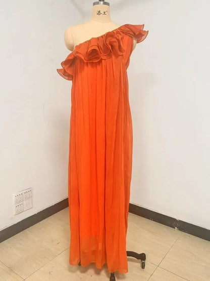 Summer Cover Ups Women Swimsuit One Shoulder Robes Bathing Suit 2025 New Solid Color Beach Holiday Maxi Dresses Cover-Up