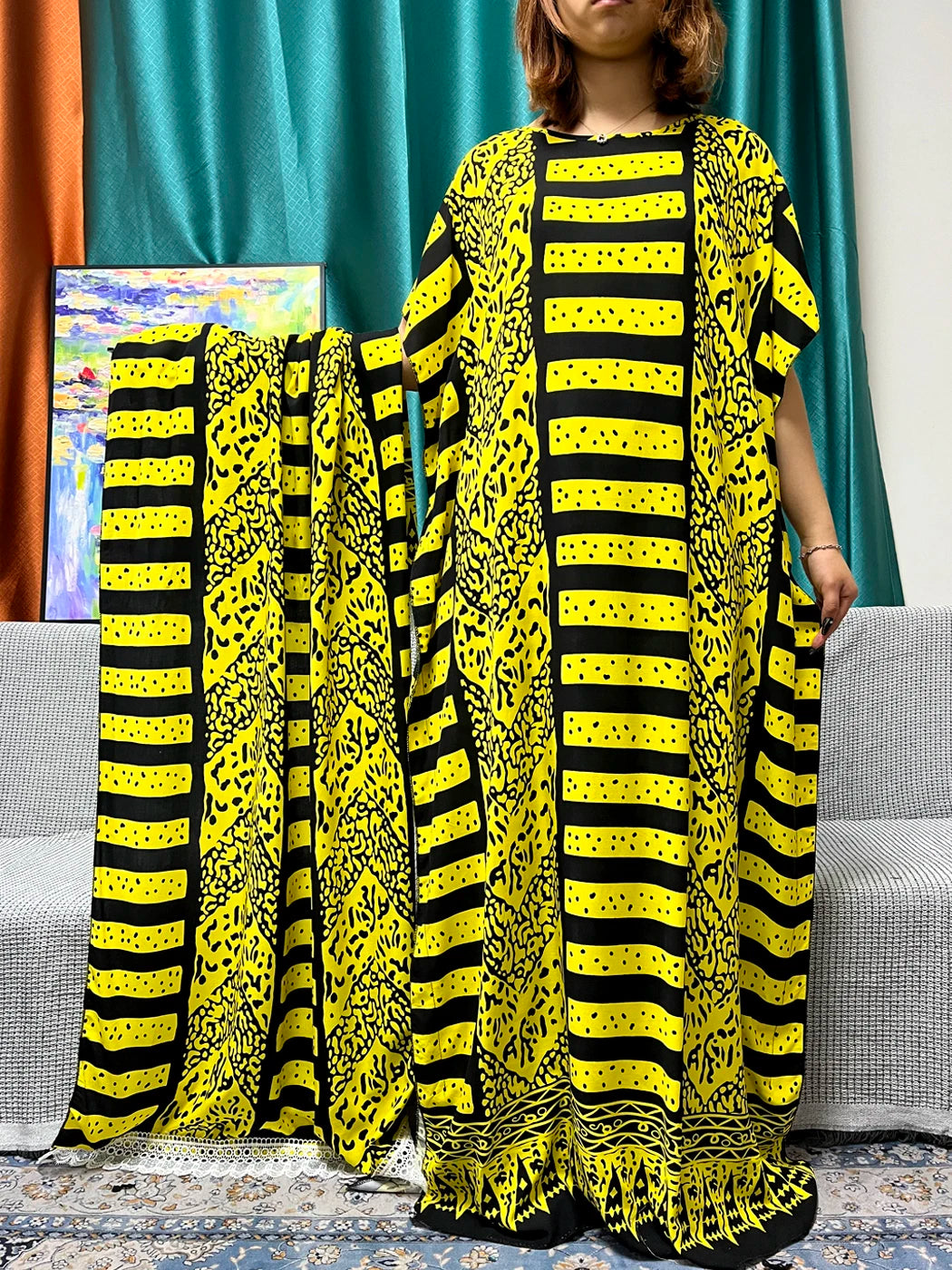 Muslim Abayas For Women 2024 Printed Cotton Short Sleeve Loose Fit Femme Robe Moroccan Caftan Nigeria Drsses With 80x160cm Sarf