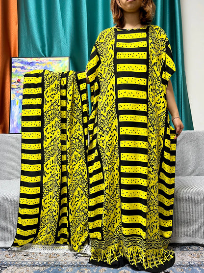 Muslim Abayas For Women 2024 Printed Cotton Short Sleeve Loose Fit Femme Robe Moroccan Caftan Nigeria Drsses With 80x160cm Sarf