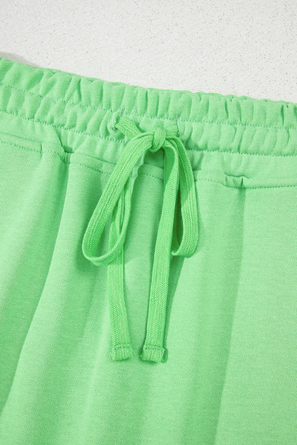 Light Grey French Terry Drawstring Mini Skort with Pockets