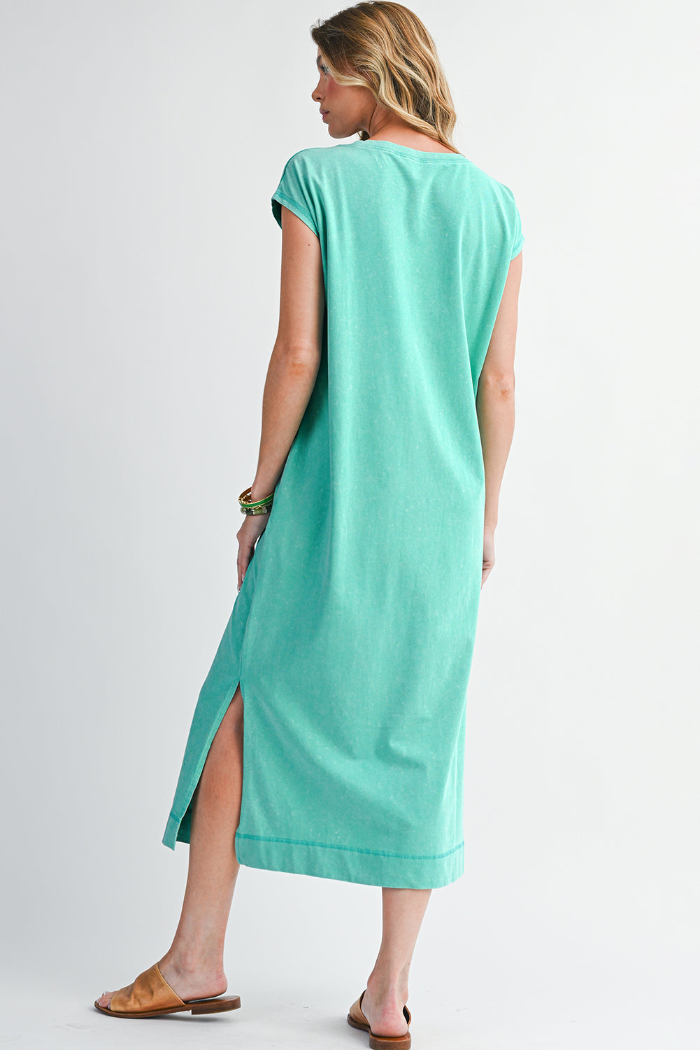 Carrot Mineral Wash Pocketed T-shirt Dress