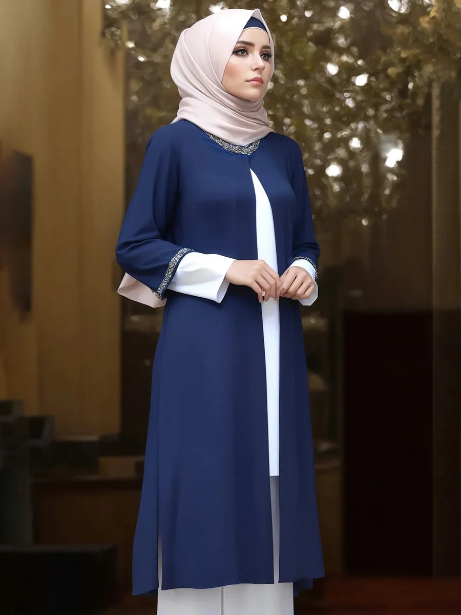 New Southeast Asia Middle Eastern Arab Dubai Turkish Islam Women Elegant Modest Dress Muslim Woman Abaya Robe Open Abayas