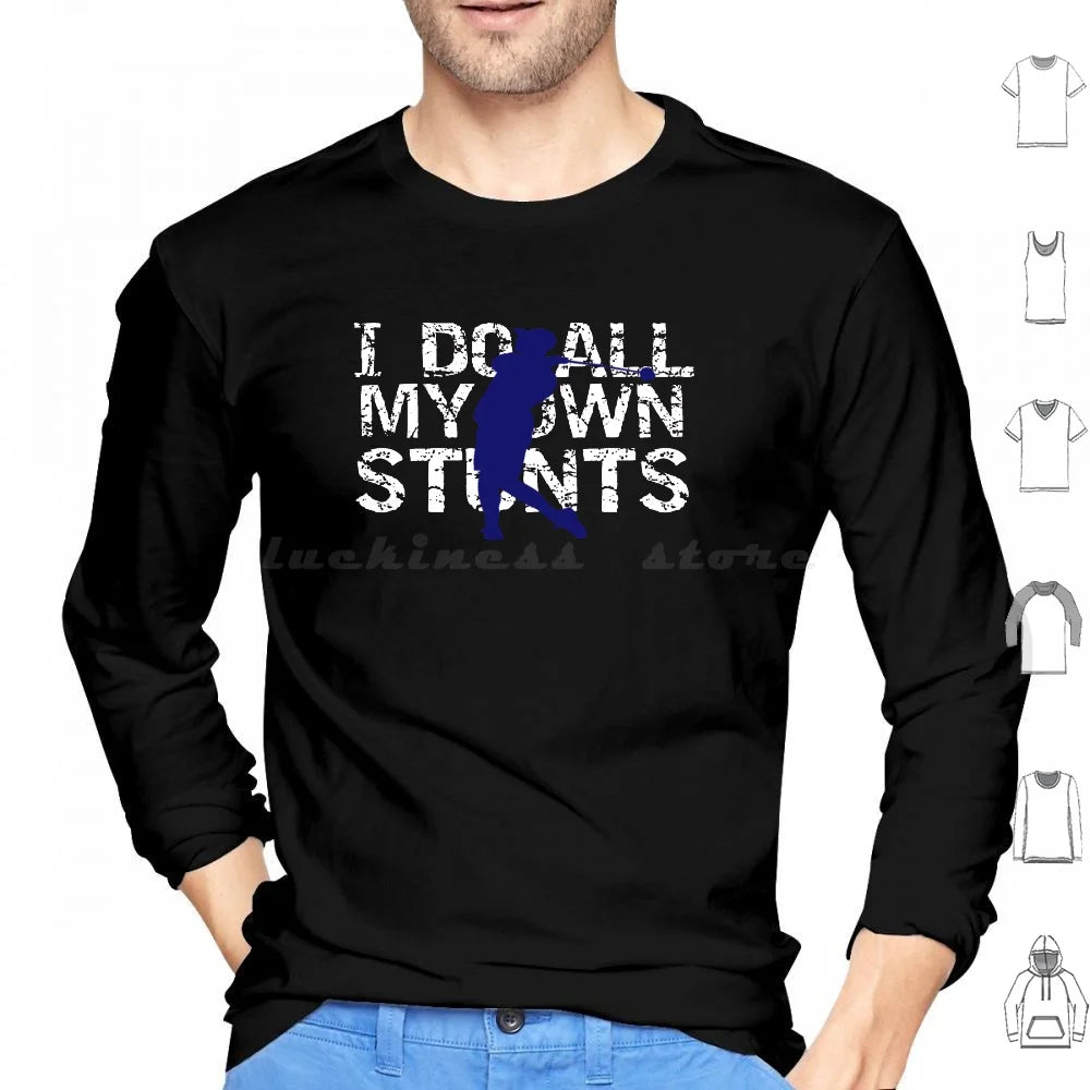 Golf I Do My Own Stunts Golfer Gift Hoodie Cotton Long Sleeve Golf Golf Course Golf Cart Golfer Golf Golfing Hole In
