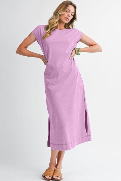 Carrot Mineral Wash Pocketed T-shirt Dress