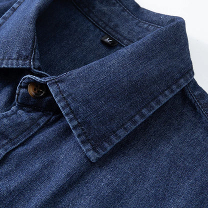 Men's Casual Cargo Denim Shirt 2025 Spring Autumn Heavyweight Button Down Workwear Long Sleeve Jeans Shirt With Chest Pocket