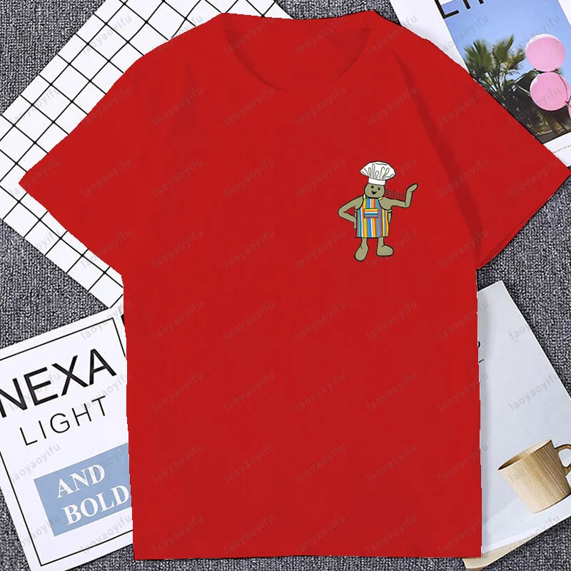Cute Funny Tiny Chef Meme Graphic Printed Women T-Shirt Casual Fashion Loose Harajuku Man Streetwear Breathe Comfort Tshirt