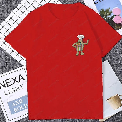 Cute Funny Tiny Chef Meme Graphic Printed Women T-Shirt Casual Fashion Loose Harajuku Man Streetwear Breathe Comfort Tshirt