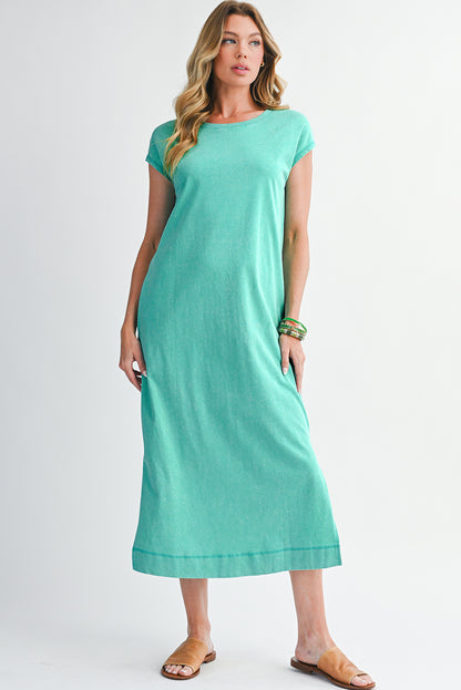 Carrot Mineral Wash Pocketed T-shirt Dress
