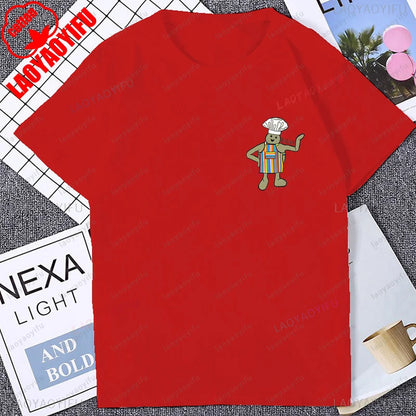 Cute Funny Tiny Chef Meme Graphic Printed Women T-Shirt Casual Fashion Loose Harajuku Man Streetwear Breathe Comfort Tshirt