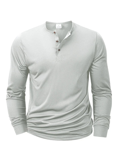 New Men's Henley T-shirts Long Sleeve Basic Casual Band Collar T Shirts Comfortable Soft Pullover Tops Male Tee