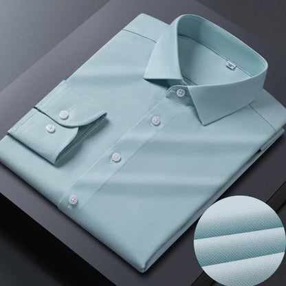 No Trace Men's Shirts Long Sleeve 8XL Bamboo Fiber Mens Shirts Long Sleeve Dress Shirt Casual Work Blue White Shirt Anti-Wrinkle