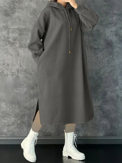 Plus Size 5XL ZANZEA Fashion Sweatshirt Dresses Women Long Sleeve Hooded Robe Autumn Solid Casual Loose Pockets Long Vestidos