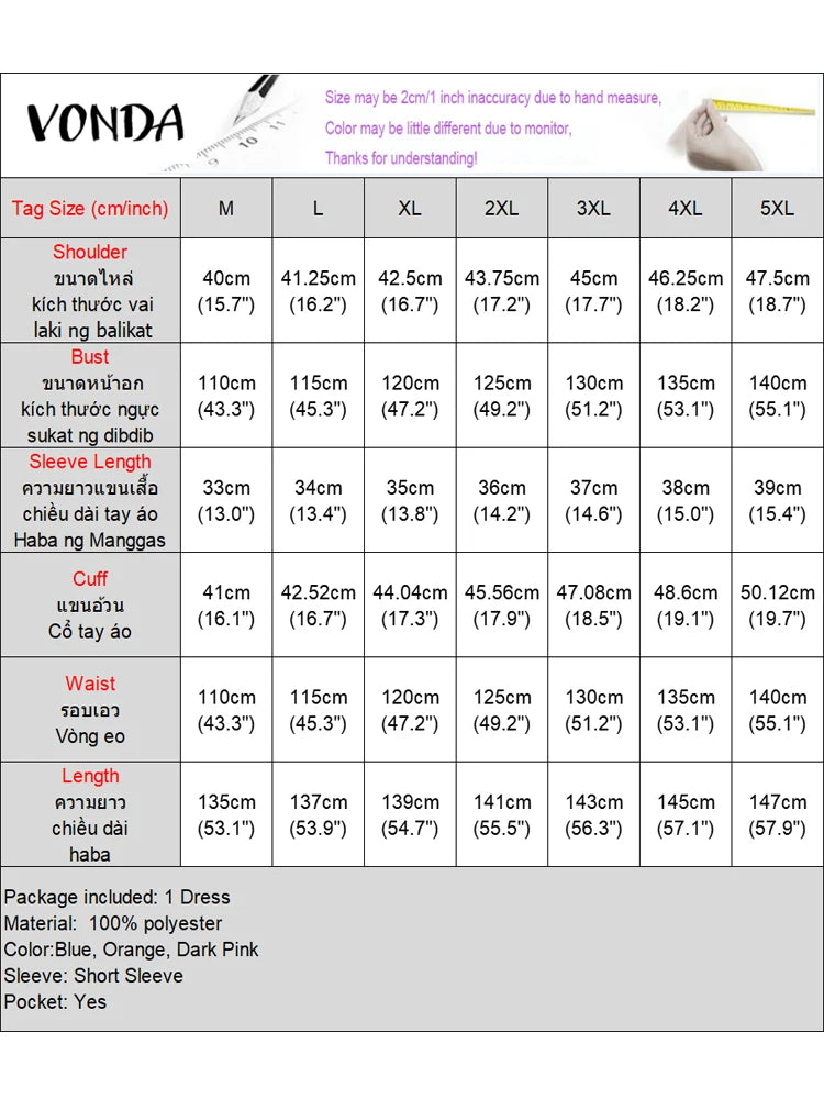 VONDA Women Vintage Printed Dress Summer Party Maxi Vestidos 2025 Bohemian Patchwork V Neck Sundress Casual Loose Robe Femme