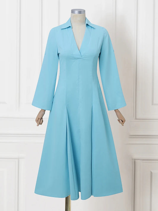 Plus Size 5XL VONDA Women Long Sleeve Robe 2025 Autumn V-Neck Solid Color Maxi Dresses Casual Loose Ruffled Party Work Vestidos