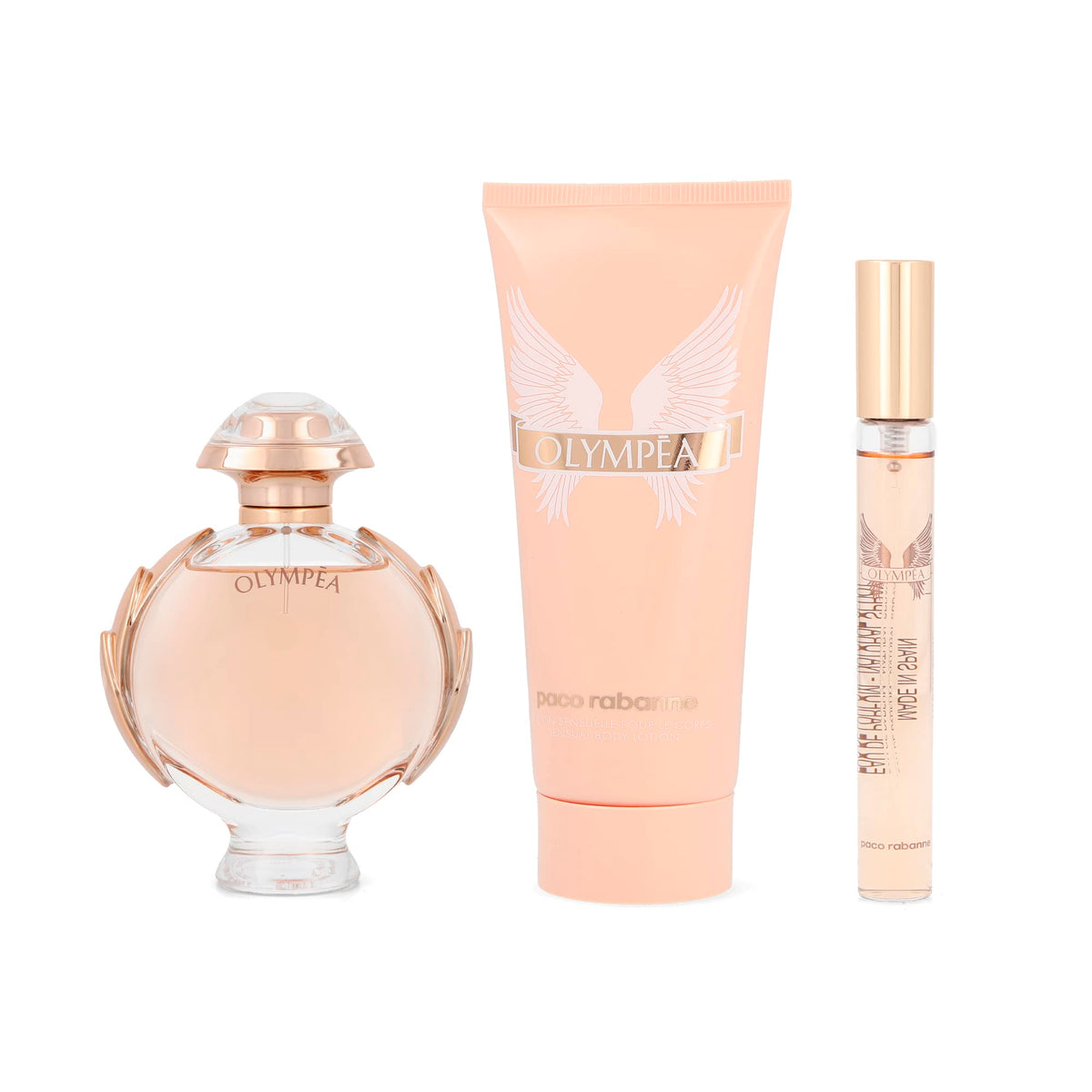 Paco Rabanne Olympea Ensemble 3 Pièces pour Femme (Spray Eau de Parfum 2.7 Oz + Lotion Corporelle 3.4 Oz + Spray de Voyage Eau de Parfum 0.33 Oz)