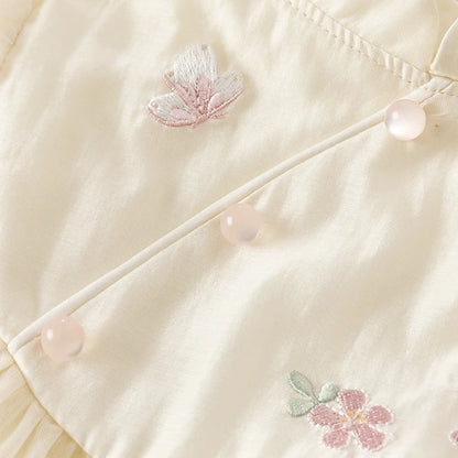 Dave Bella Girl's Princess Dress 2025 New Summer Children's Baby Short Sleeves Mesh Cute Sweet Charm Fashion Casual DB2240546