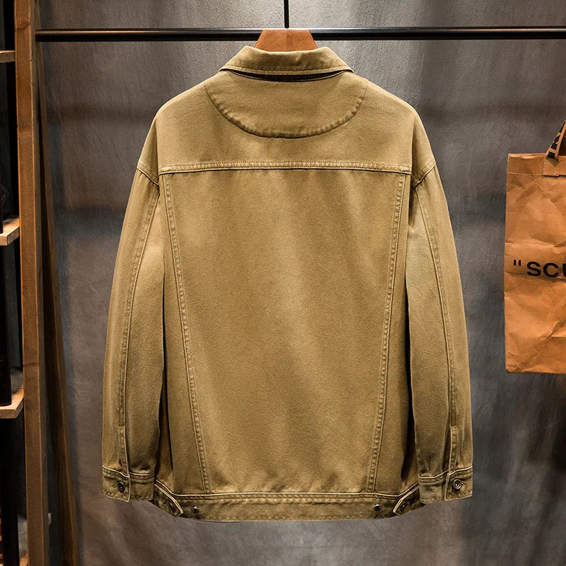 Autumn denim jacket men's big size loose tops plus size men's jacket lab coat tide big size mens jacket 5XL 6XL 7XL