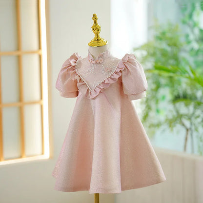 Girl's Dress Birthday Dress New Chinese Style Little Host Piano Performance Costume Flower Girl Princess Dress