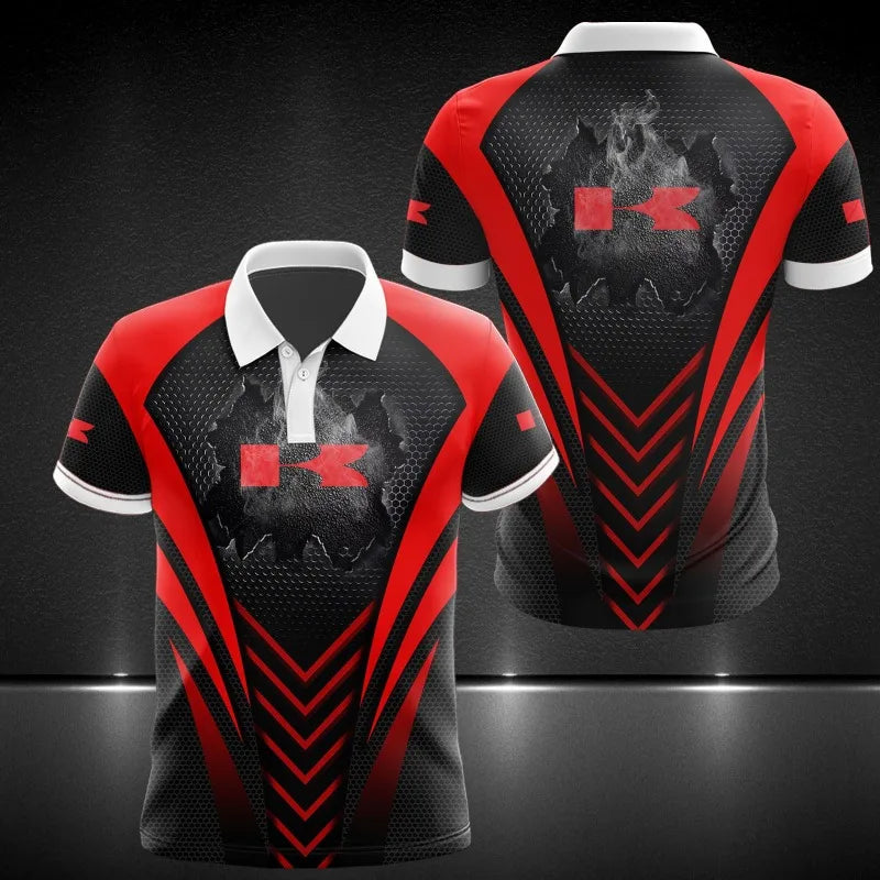 Summer New Casual Men's Top 2025 Kawasaki Motorcycle Sports Fashion Polo Top High Quality Elegant Top