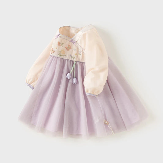 Dave Bella Princess Dress for Girls Baby Children 2025 New Autumn Sweet Gentle Mesh Fashion Casual Party Outdoor DB3241831