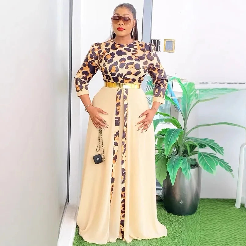 L-3XL Plus Size Clothes Dresses Women Robes Summer Spring 3/4 Sleeve Street Style Casual 3XL Big Size Long Maxi Dress Oversize