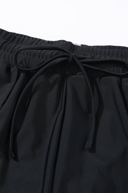 Blue Solid Color 2-in-1 Drawstring Elastic Waist Swim Shorts