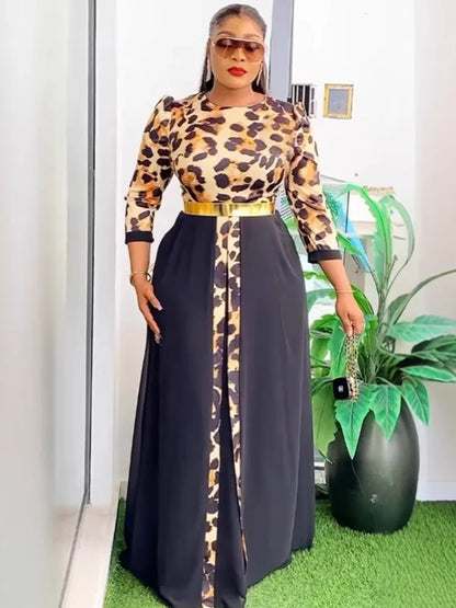 L-3XL Plus Size Clothes Dresses Women Robes Summer Spring 3/4 Sleeve Street Style Casual 3XL Big Size Long Maxi Dress Oversize