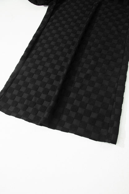 Black Half Buttons Sleeveless Wide Leg Textured Jumpsuit