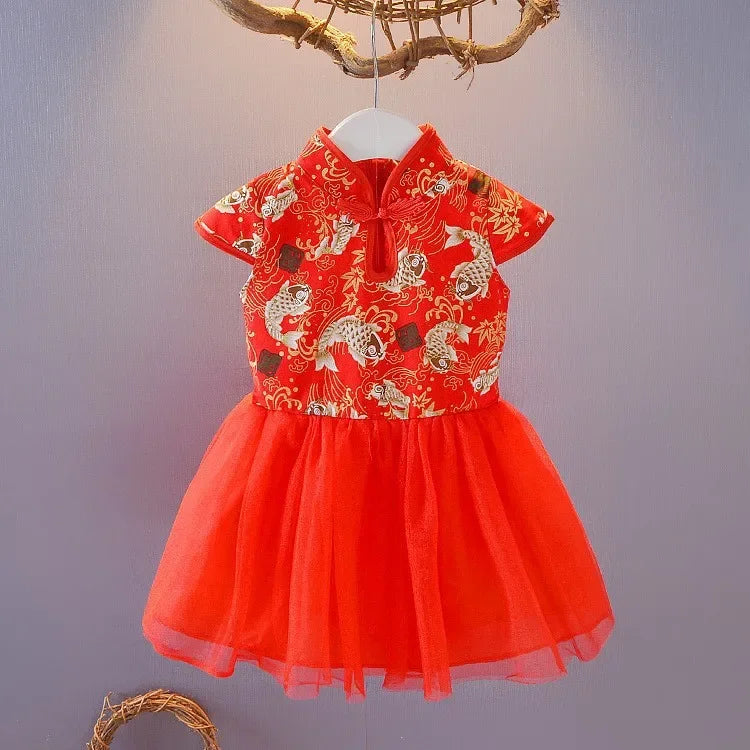 Vestido Girls Dresses Spring Summer Children's Chinese Style Dress Kids Cheongsam Princess Dresses for Girls Baby Tutu Clothing