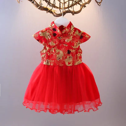 Vestido Girls Dresses Spring Summer Children's Chinese Style Dress Kids Cheongsam Princess Dresses for Girls Baby Tutu Clothing