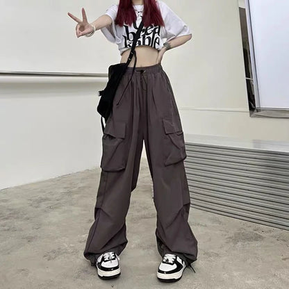 American retro tooling slacks female drape straight beam foot trousers summertime joker loose ins wide-legged pants