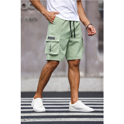 Men's Multicolor Drawstring Cargo Shorts Solid Color Pants with Pockets Casual Summer Shorts