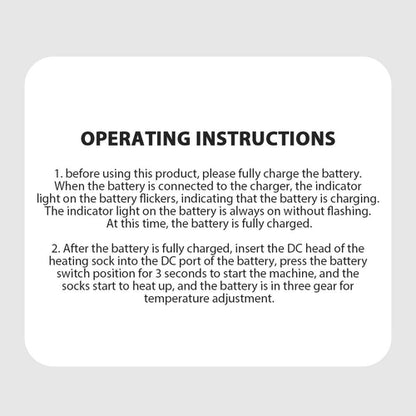 Winter Warm Adjustable Men Women Electric Battery Foot Warmer Socks SP