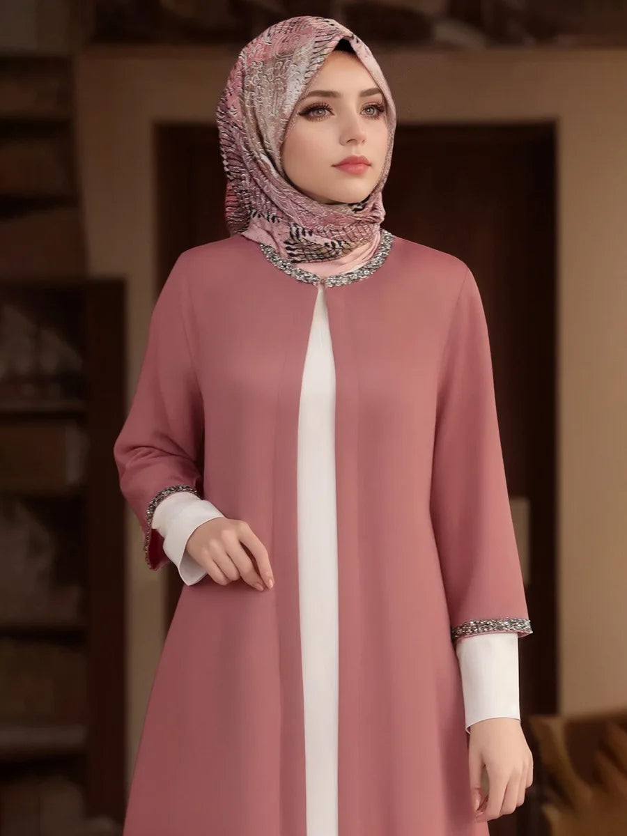 New Southeast Asia Middle Eastern Arab Dubai Turkish Islam Women Elegant Modest Dress Muslim Woman Abaya Robe Open Abayas