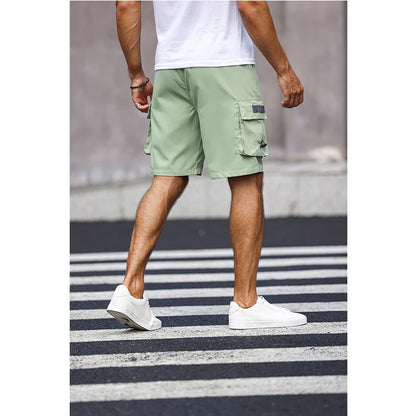Men's Multicolor Drawstring Cargo Shorts Solid Color Pants with Pockets Casual Summer Shorts