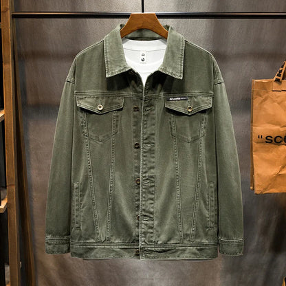 Autumn denim jacket men's big size loose tops plus size men's jacket lab coat tide big size mens jacket 5XL 6XL 7XL