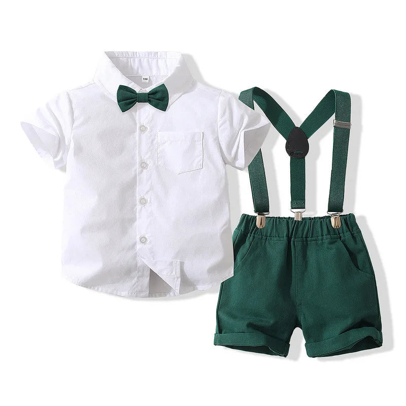 Baby Boy Clothes Set Summer Gentleman Vetement Enfant Garcon Party Birthday Infant Shirts+Belt Pants Toddler Suit For Boys