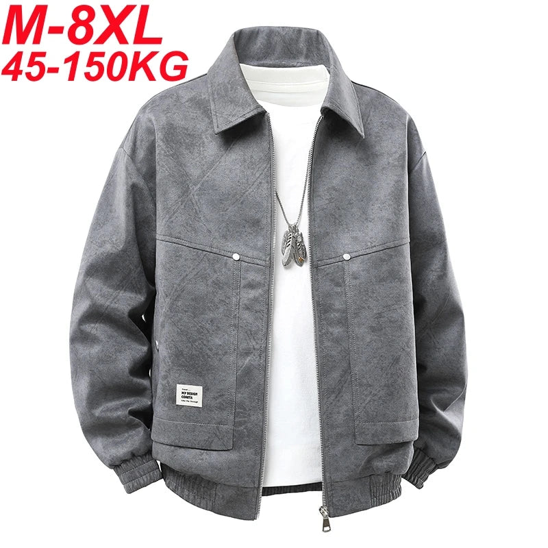 plus size 9xl 8xl 7xl Spring Autumn Jacket Men Fashion Casual Knitted Jacket Sleeve Patchwork Coat Male Turndown Collar Jackets