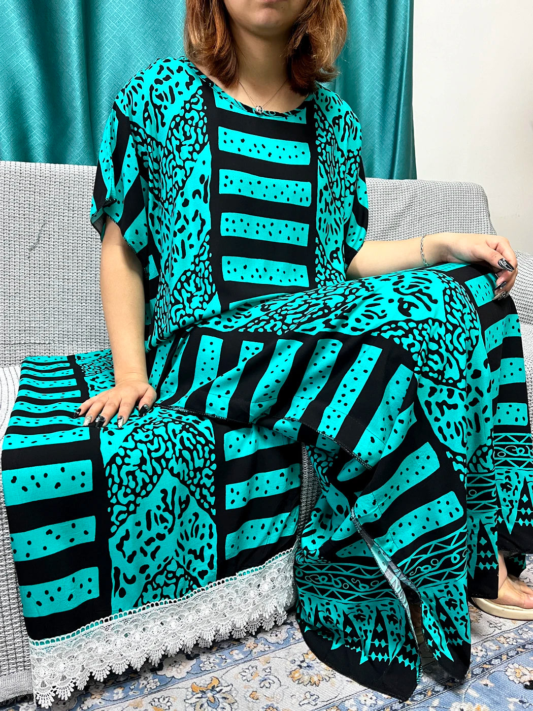 Muslim Abayas For Women 2024 Printed Cotton Short Sleeve Loose Fit Femme Robe Moroccan Caftan Nigeria Drsses With 80x160cm Sarf