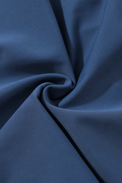 Blue Solid Color 2-in-1 Drawstring Elastic Waist Swim Shorts