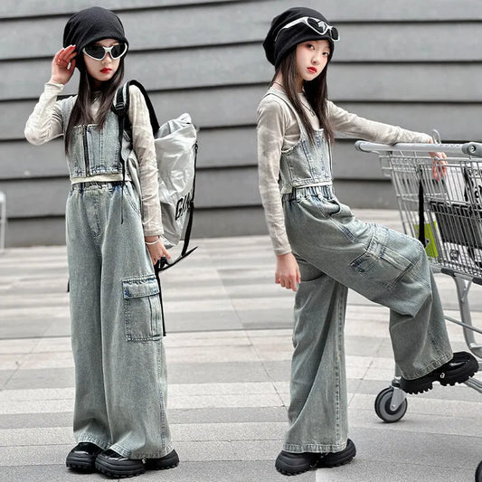 vetement enfant fille denim vest+top t shirt+cargo pants jeans three pcs kids girls clothes sets childer outfits clothing suit