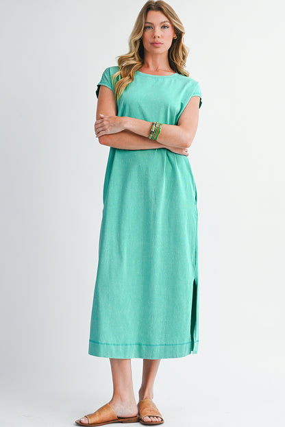 Carrot Mineral Wash Pocketed T-shirt Dress