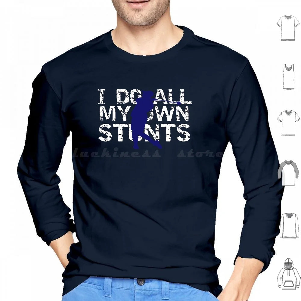 Golf I Do My Own Stunts Golfer Gift Hoodie Cotton Long Sleeve Golf Golf Course Golf Cart Golfer Golf Golfing Hole In